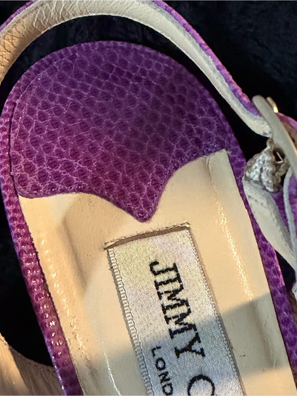 Vintage 2000s Spring 052 Jimmy Choo Kelissa Lilac Karung Leather 8.5 US/EU 39 - Picture 5 of 13